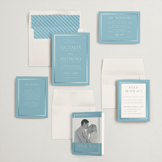 This is a sky foil stamped wedding invitations with foil pressed by Nicole Walsh called regal printing on signature in standard