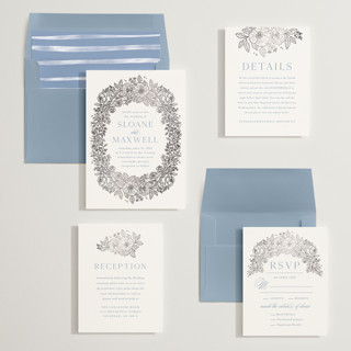 This is a nova foil stamped wedding invitations with foil pressed by Kristen Smith called wild roses printing on signature in standard