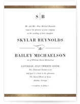This is a white foil stamped wedding invitation by Stacey Meacham called Classic Monogram with foil-pressed printing on signature in standard.