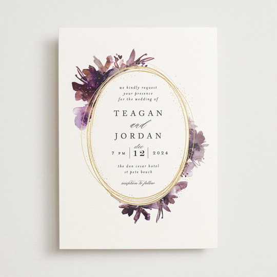 Shimmer Foil Pressed Wedding Invitations By Lori Wemple Minted Shimmer Fl Botanical Foil Pressed Wedding Invitations In Mauve By Lori