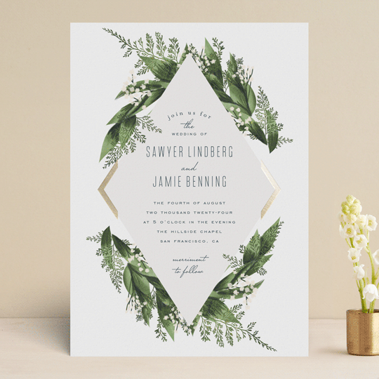diamante foil pressed wedding invitations by leah bisch minted