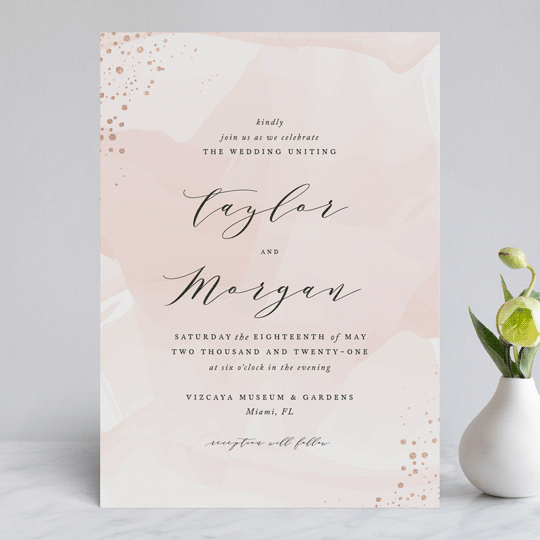 formal watercolor foil pressed wedding invitations by jennifer