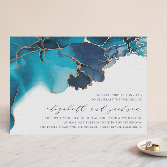Modern Tide Pools Foil Pressed Wedding Invitations By Erin Deegan