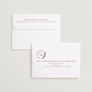 This is a ruby foil stamped wedding invitations with foil pressed by Ana de Sousa called for eternity printing on signature in standard