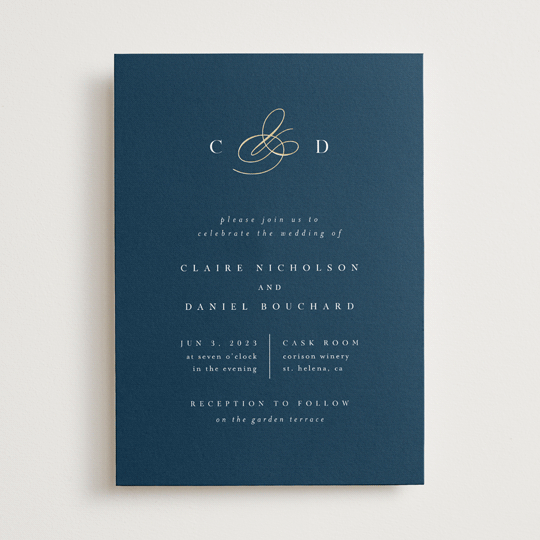 Elegant Monogram FoilPressed Wedding Invitations by Kelly Schmidt Minted