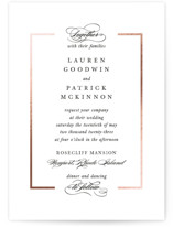 This is a black foil stamped wedding invitation by Kimberly FitzSimons called Preamble with foil-pressed printing on signature in standard.