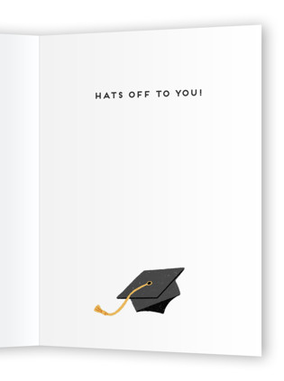 This is a cobalt graduation cards with standard by Rebecca Smith called hats off to you printing on signature in greeting cards