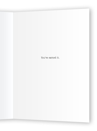 This is a paper graduation cards with standard by Maja Cunningham called this one is on us printing on signature in greeting cards