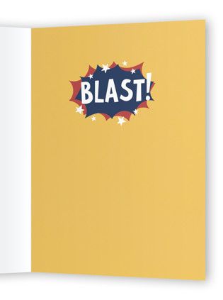 This is a deep space birthday cards for kids with standard by Becky Nimoy called birthday blast printing on signature in greeting cards