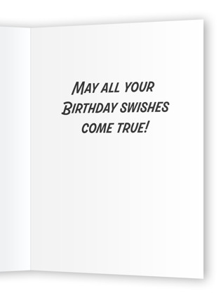 This is a charcoal birthday cards for kids with standard by Kelly Johnston called birthday swishes printing on signature in greeting cards