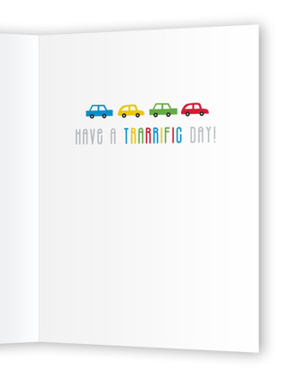 This is a mist birthday cards for kids with standard by Mojca Budnar called happy traffic printing on signature in greeting cards