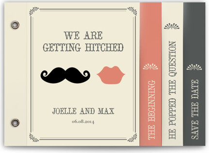 Stache + Kiss Wedding Invitation Minibooks