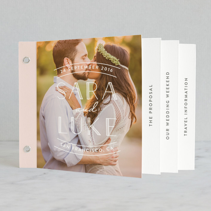 "Sweet Embrace" - Full-Bleed Photo, Bold typographic Minibook Wedding Invitations in Glow by Hooray Creative.