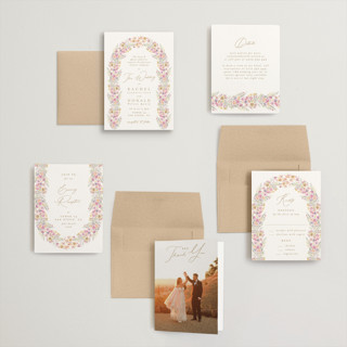 This is a spring petite wedding invitations with standard by Phrosné Barwood called floral arch printing on signature in petite