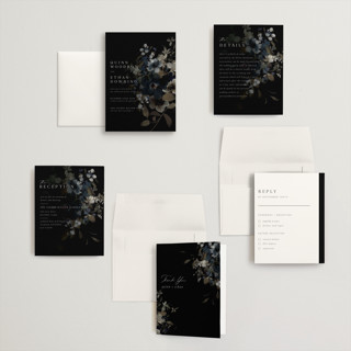 This is a midnight petite wedding invitations with standard by Grace Kreinbrink called vintage botanical printing on signature in petite