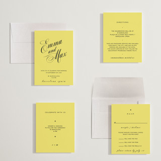 This is a lemon petite wedding invitations with standard by Ani Somi called in lights printing on signature in petite