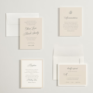 This is a champagne petite wedding invitations with standard by Sara Hicks Malone called belle meade printing on signature in petite