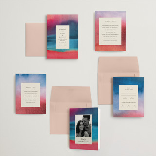 This is a sunset petite wedding invitations with standard by Sumak Studio called at dusk printing on signature in petite