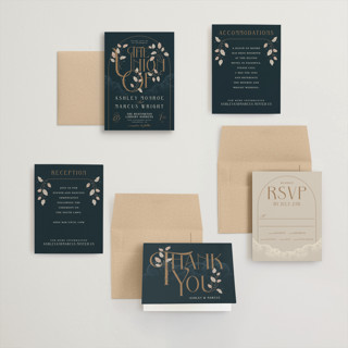This is a dusk petite wedding invitations with standard by GeekInk Design called deco garden printing on signature in petite