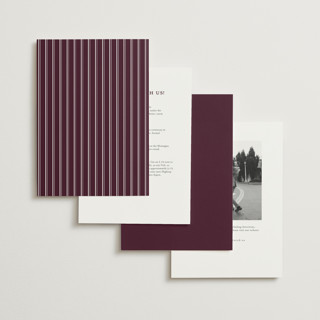 This is a burgundy petite wedding invitations with standard by Stacey Meacham called engraved names printing on signature in petite