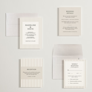 This is a latte petite wedding invitations with standard by First Rodeo Design called classic stripe printing on signature in petite