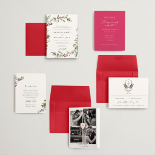 This is a peony petite wedding invitations with standard by Susan Moyal called romantic florals printing on signature in petite