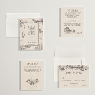This is a antique petite wedding invitations with standard by Jenna Holcomb called new york toile printing on signature in petite