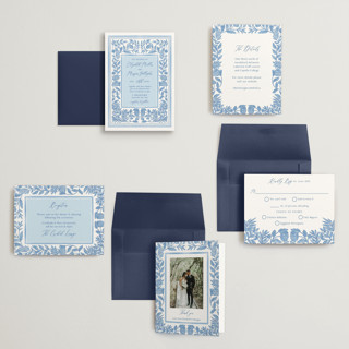 This is a porcelain petite wedding invitations with standard by Elly called porcelain floral printing on signature in petite