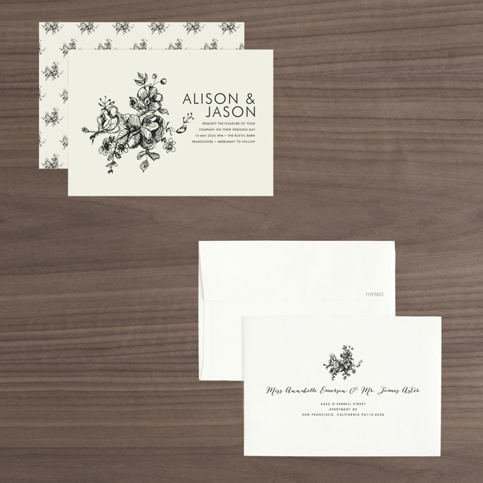 Elegance Illustrated Wedding Invitation Petite Cards by Phrosne Ras