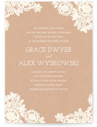 photo of Lace And Kraft Wedding Invitation Petite Cards