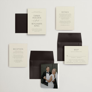 This is a porcelain petite wedding invitations with standard by Jennifer Postorino called glide printing on signature in petite