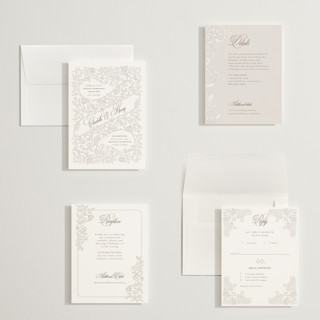 This is a natural petite wedding invitations with standard by BR Designs called vintage flourishes printing on signature in petite
