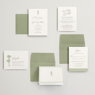 This is a leaf petite wedding invitations with standard by Olivia Raufman called palm monogram printing on signature in petite