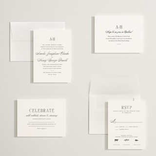 This is a tuxedo petite wedding invitations with standard by Megan Davis called hepburn printing on signature in petite
