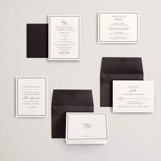 This is a noir petite wedding invitations with standard by Amy Kross called overlapping printing on signature in petite