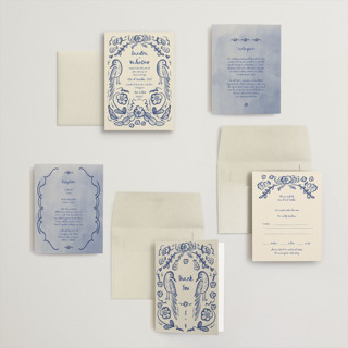 This is a marseille bleu petite wedding invitations with standard by Ani Somi called santa catalina printing on signature in petite