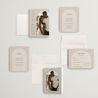 This is a stone petite wedding invitations with standard by Elly called the arch printing on signature in petite