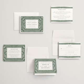 This is a fern petite wedding invitations with standard by Katharine Watson called block print frame printing on signature in petite