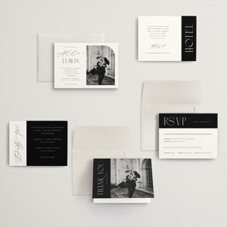 This is a pearl petite wedding invitations with standard by Christie Garcia called everly printing on signature in petite