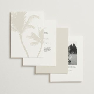 This is a ecru petite wedding invitations with standard by AK Graphics called palm printing on signature in petite
