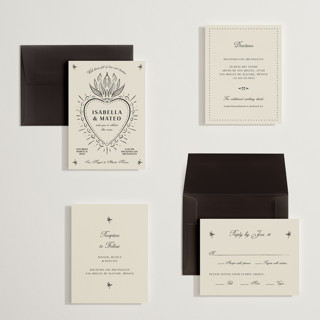 This is a ivory petite wedding invitations with standard by Ani Somi called milagro printing on signature in petite