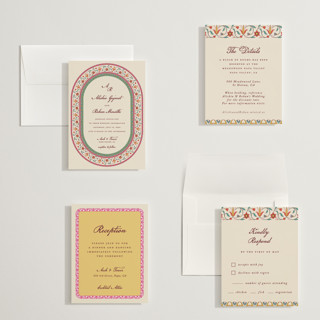 This is a ivory petite wedding invitations with standard by Sherley Ferreira called mughal gardens printing on signature in petite