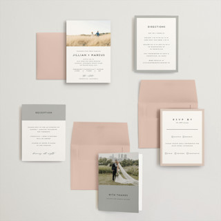 This is a linen petite wedding invitations with standard by Christie Garcia called picturesque printing on signature in petite