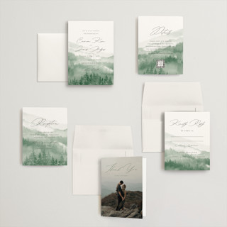 This is a fern petite wedding invitations with standard by Helen Halik called over the mountains printing on signature in petite