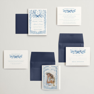 This is a cobalt petite wedding invitations with standard by Petra Kern called royal printing on signature in petite