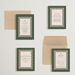 This is a burgundy petite wedding invitations with standard by Erica Krystek called chantilly printing on signature in petite