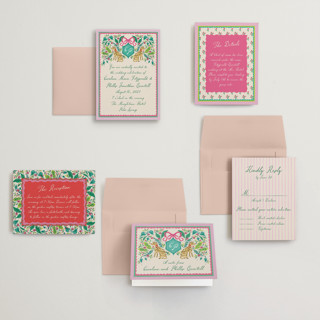 This is a peony petite wedding invitations with standard by Jackie Crawford called whimsical hand illustrated crest printing on signature in petite