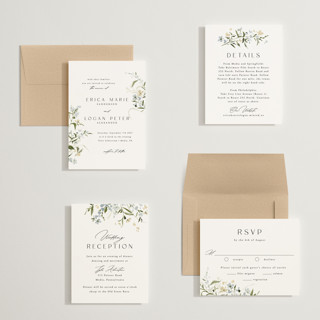 This is a lily petite wedding invitations with standard by Everett Paper Goods called fleur printing on signature in petite