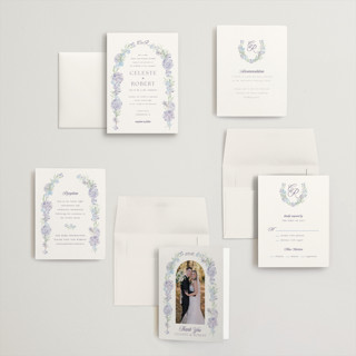 This is a toscana petite wedding invitations with standard by Claudia Orengo called hydrangea printing on signature in petite