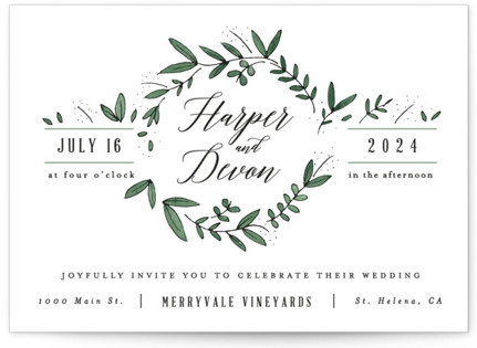 Floral Wreath Wedding Invitation Petite Cards